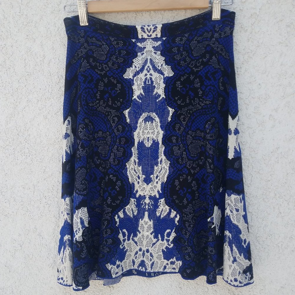 BCBGMaxazria Cobalt Blue Patterned Skirt